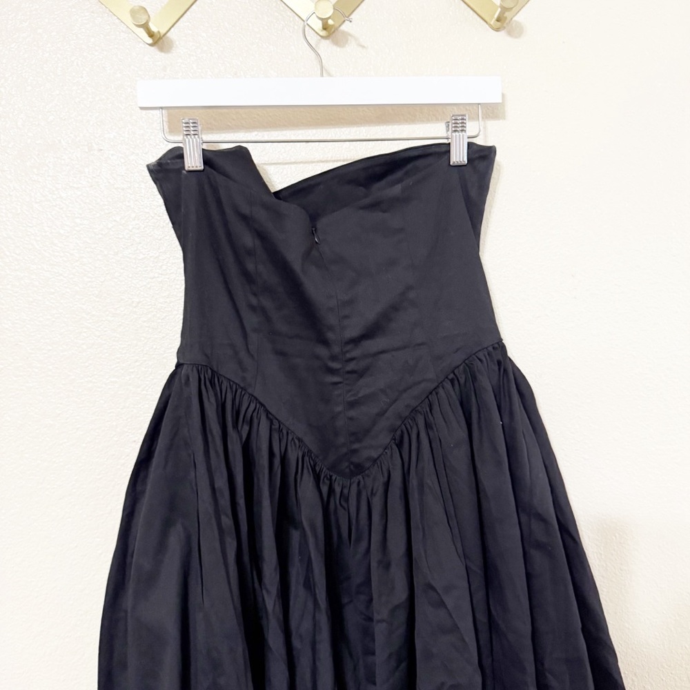NWT Delfi Collective Imani Strapless Black Midi Cocktail Cotton Flare Dress - Picture 5 of 10